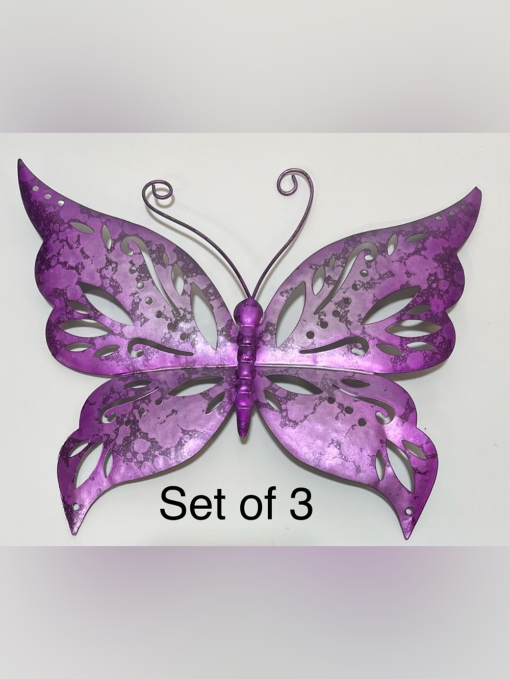 5/$25 Purple Metal Butterfly Wall Decor - (Set of 3 counts as 1 item)